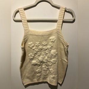 NWT Entro Floral Crocheted Cream Tank Size L